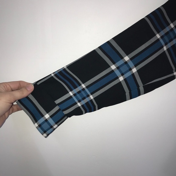 Express The Portofino Shirt Blue Black Plaid - Picture 3 of 10